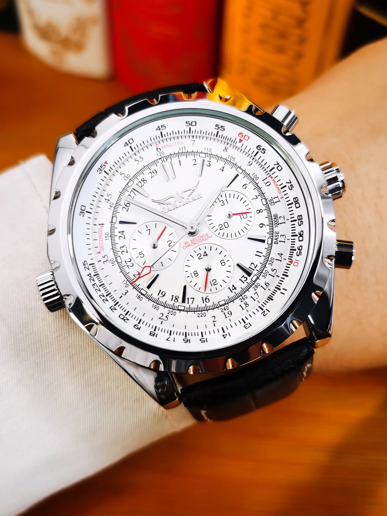 JARAGAR Sports Mens Watches Top Brand Luxury Automatic Mechanical Watch for Men Silver Stainless Steel Strap Military Wristwatch
