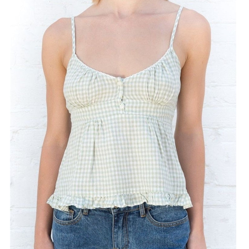 Women's Ruffle Top Buttons Kawaii Crop Tops Cute E-girl Short Sleeve Shirt (5 Colors)