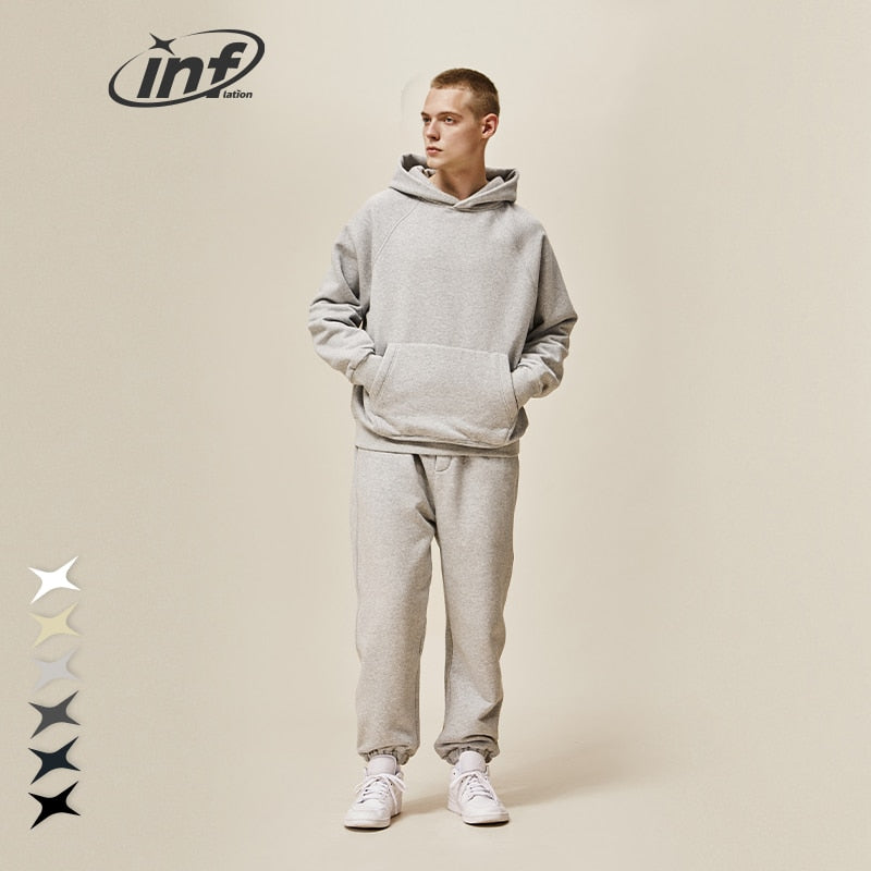 Unisex Thick Polar Fleece Lined Heavyweight Hoodies and Jogger Suit Set (17 Options)