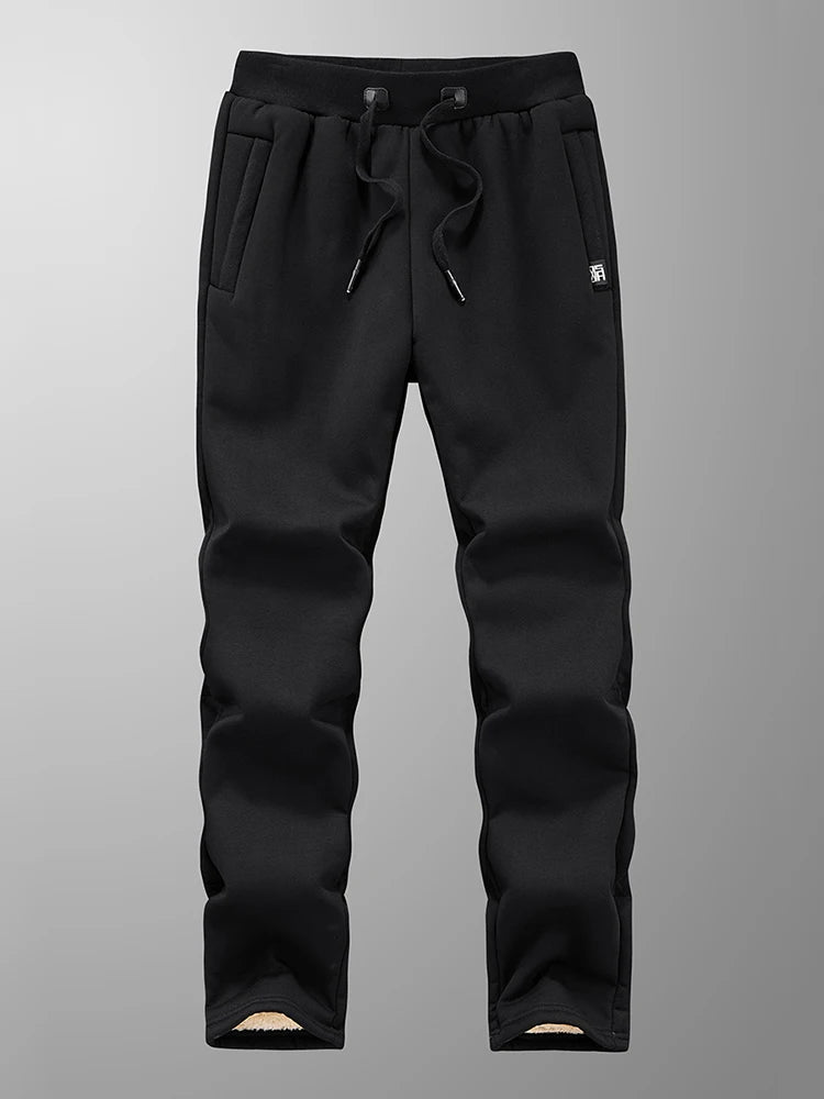 Winter Men's Sweatpants: Thick Warm Fleece Joggers with Zip Pockets, Cotton Casual Track Pants for Sportswear, Plus Sizes 6XL, 7XL, 8XL - 4 Colors