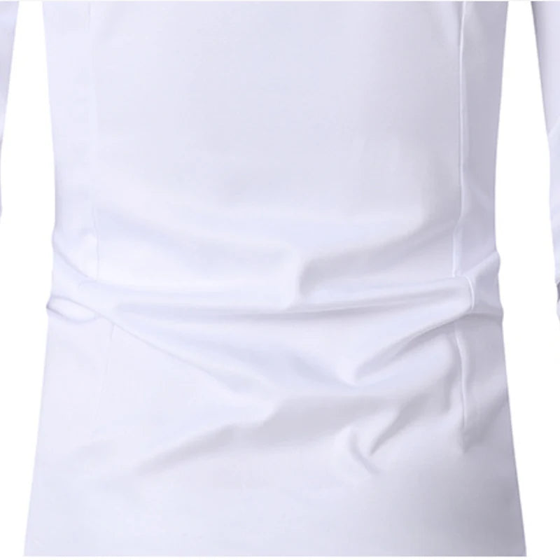 New High-Quality Men's Shirt: 6XL Large Autumn/Winter Long Sleeve, No-Iron Pure White Business Casual Fashion Shirt - 11 Colors