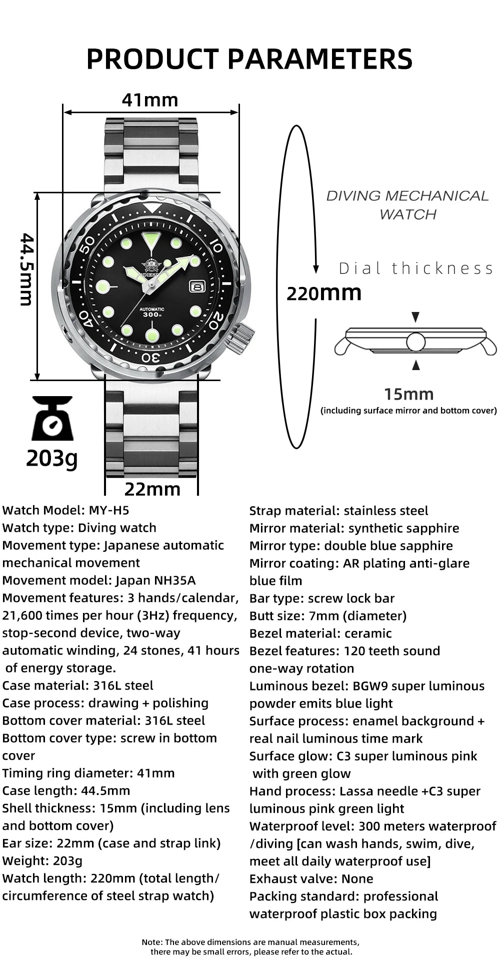 ADDIESDIVE Automatic Mechanical Watch Male American Stainless Steel Scratch Proof Waterproof Diving Watch Business Leisure Watch