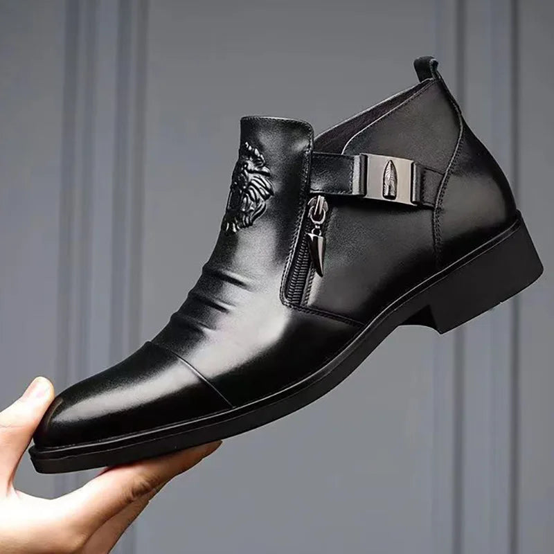 Autumn High Quality Men Ankle Boots Plus Size 48 Male Dress Boots Pointed Toe Business Casual Leather Shoes Men Chelsea Boots