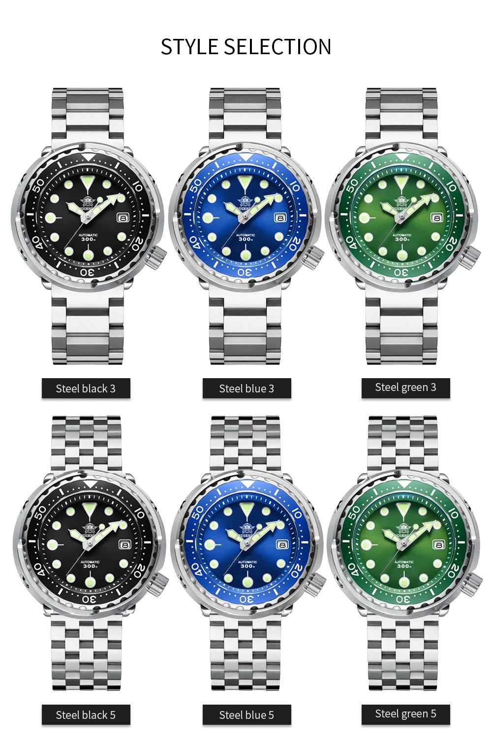 ADDIESDIVE Automatic Mechanical Watch Male American Stainless Steel Scratch Proof Waterproof Diving Watch Business Leisure Watch