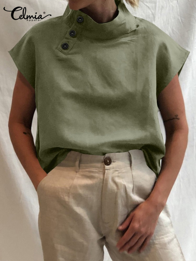 Women's Summer Fashion Cotton Linen Lightweight Casual Chic Tunic Tops - Collection 1 (11 Styles)