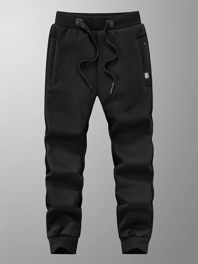 Winter Men's Sweatpants: Thick Warm Fleece Joggers with Zip Pockets, Cotton Casual Track Pants for Sportswear, Plus Sizes 6XL, 7XL, 8XL - 4 Colors
