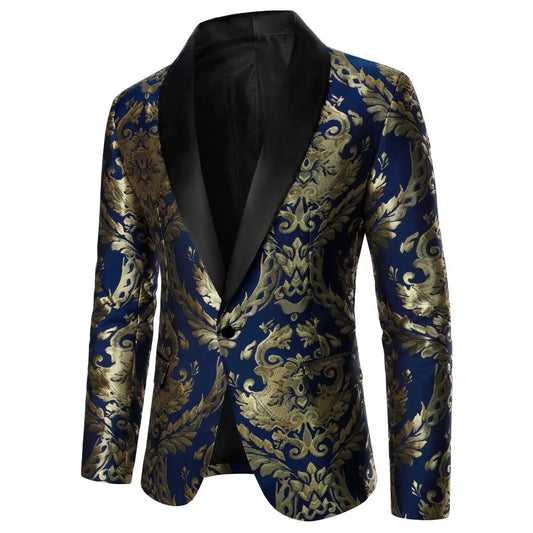 Men's Textured Embroidery Luxury Blazer: Perfect for Business, Banquets, Casual Street Style, and Stage Performances - A Versatile Men's Coat