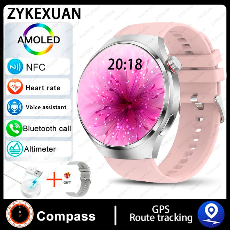2024 New GPS Trajectory Smart Watch Men GT4 Pro 360*360 HD Heart rate IP68 Waterproof Smartwatch BT Call NFC Compass Watch 4 Pro