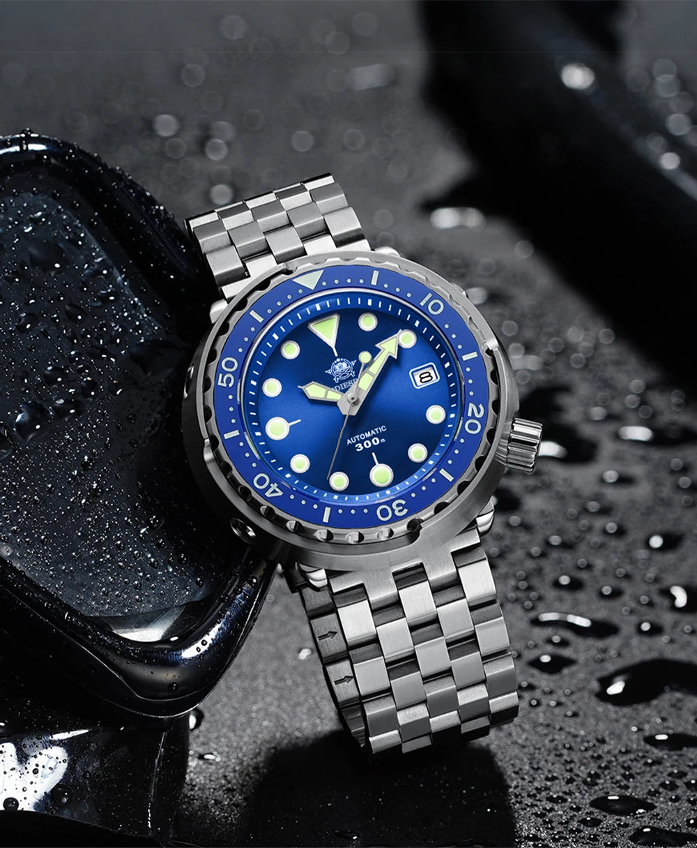 ADDIESDIVE Automatic Mechanical Watch Male American Stainless Steel Scratch Proof Waterproof Diving Watch Business Leisure Watch