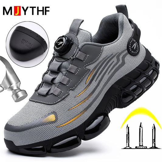 Rotating Button New Safety Shoes: Men's Anti-Smash Anti-Puncture Work Shoes - Fashionable Sport Shoes with Security Protective Boots, Available in 6 Colors