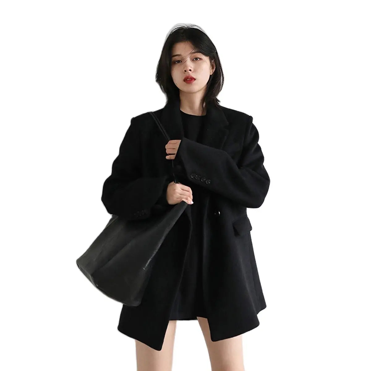 Women's Thick Warm Wool Blend Mid-Long Blazer: Solid Color, Available in 2 Colors