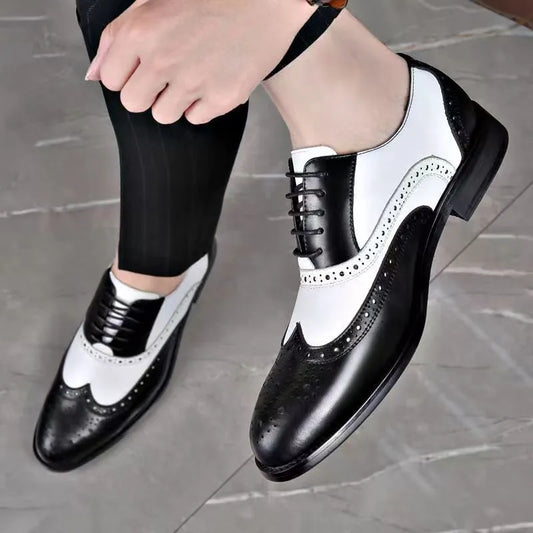 Classic Lace-Up Men's Dress Shoes: Plus Size Pointed Toe Business Casual Comfort - Ideal for Wedding, Available in 4 Color