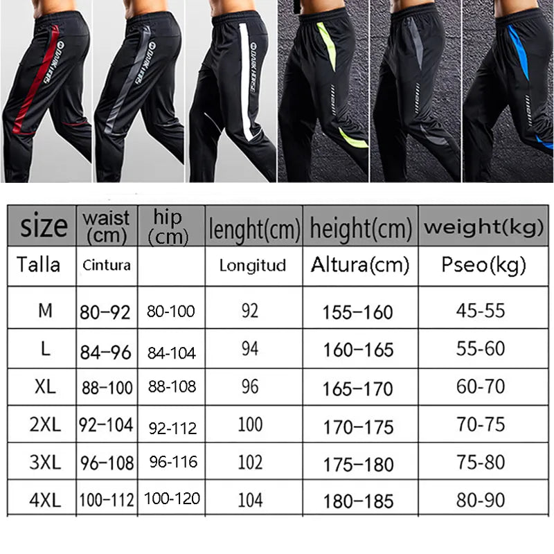Men Sport Pants Running Pants With Zipper Pockets Soccer Training Jogging Sports Trousers Fitness Football Leggings Sweatpants - Available in 6 Colors