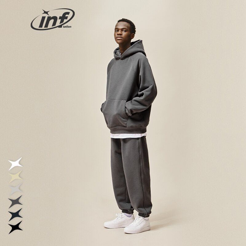 Unisex Thick Polar Fleece Lined Heavyweight Hoodies and Jogger Suit Set (17 Options)