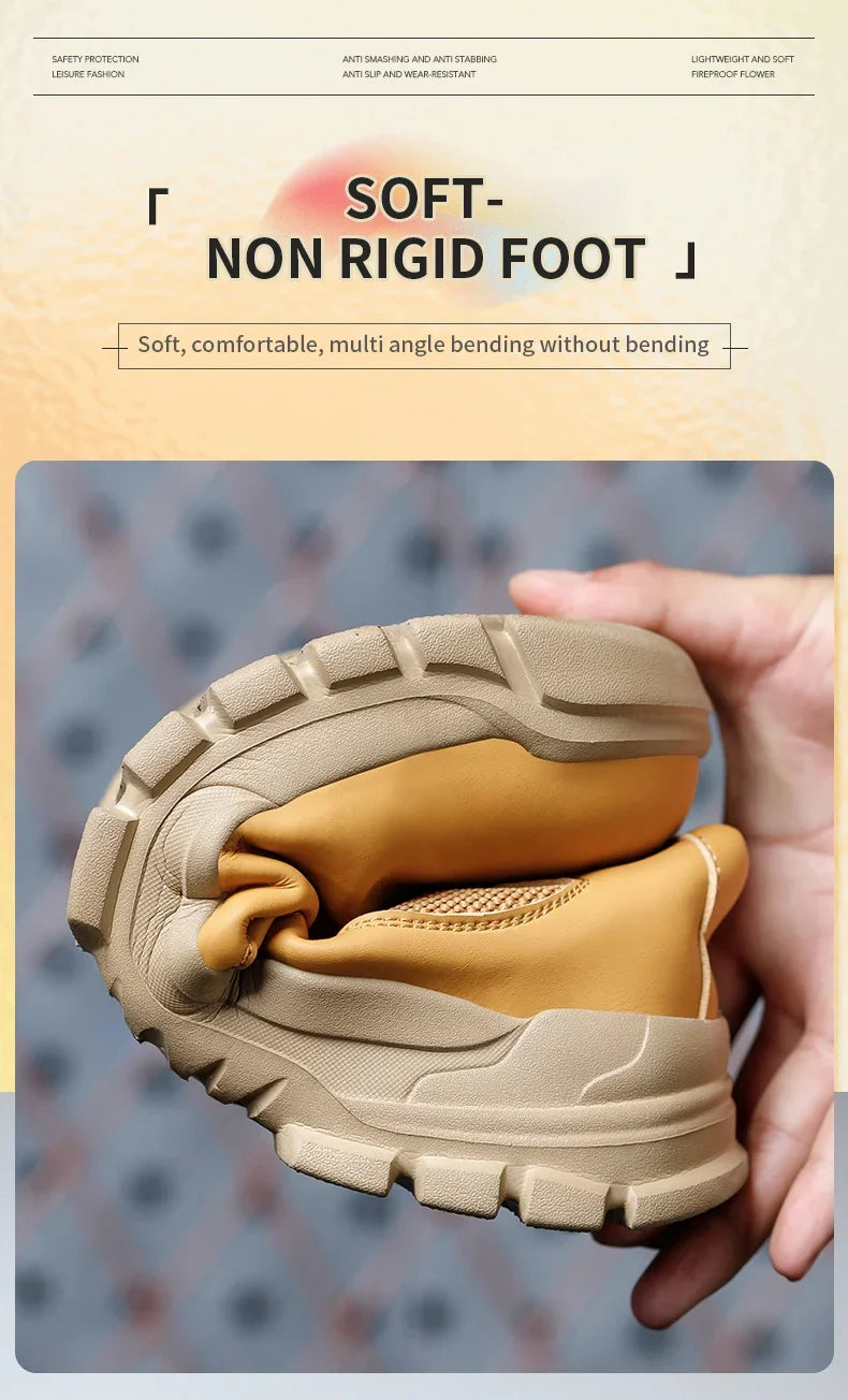 Waterproof Safety Wrok Boots For Men Steel Toe Cap Lightweight Indestructible Industry Chelsea Boots Puncture-Proof Footwear