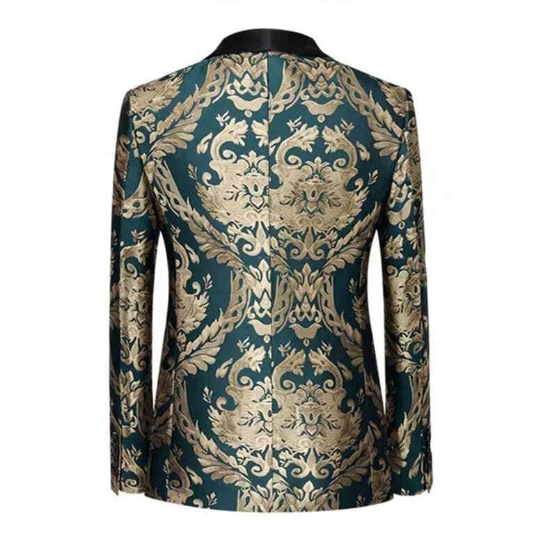 New Men's Business Banquet Jacquard Suit: Slim Fit Jacket for Wedding, Prom, and Party Dress - Collection 2, 8 Colors, Sizes 5XL-S