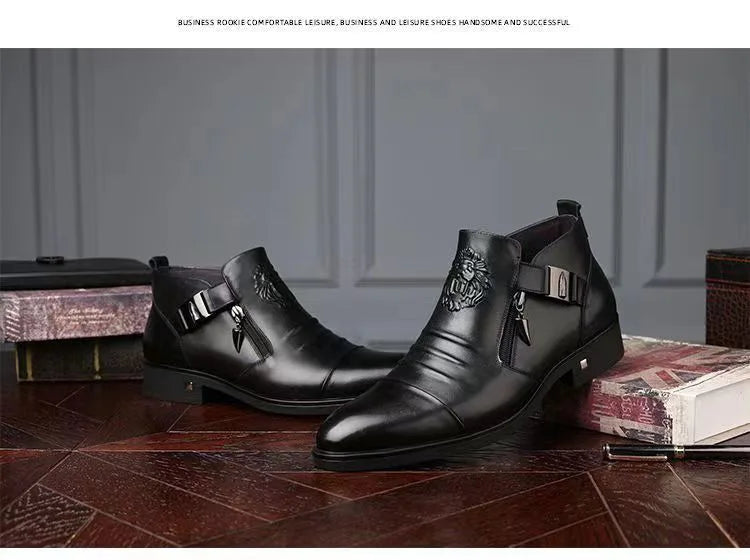 Autumn High Quality Men Ankle Boots Plus Size 48 Male Dress Boots Pointed Toe Business Casual Leather Shoes Men Chelsea Boots