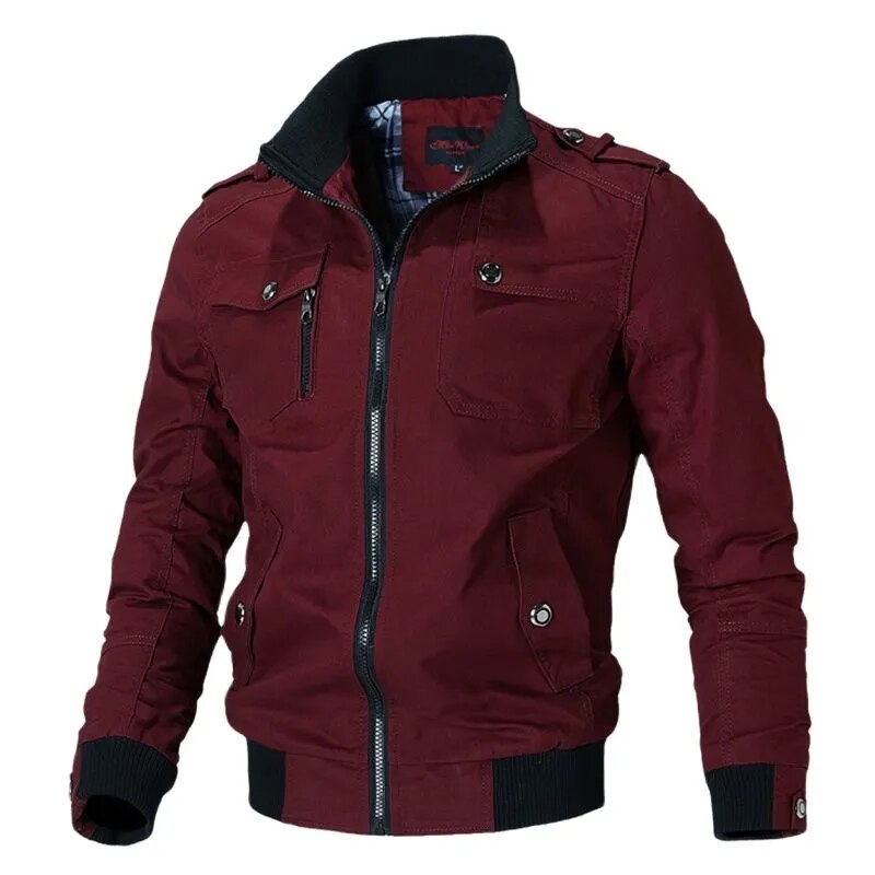 Men's Slim New Stand Up Casual Fashion Outer Military Bomber Jacket (5 Colors)