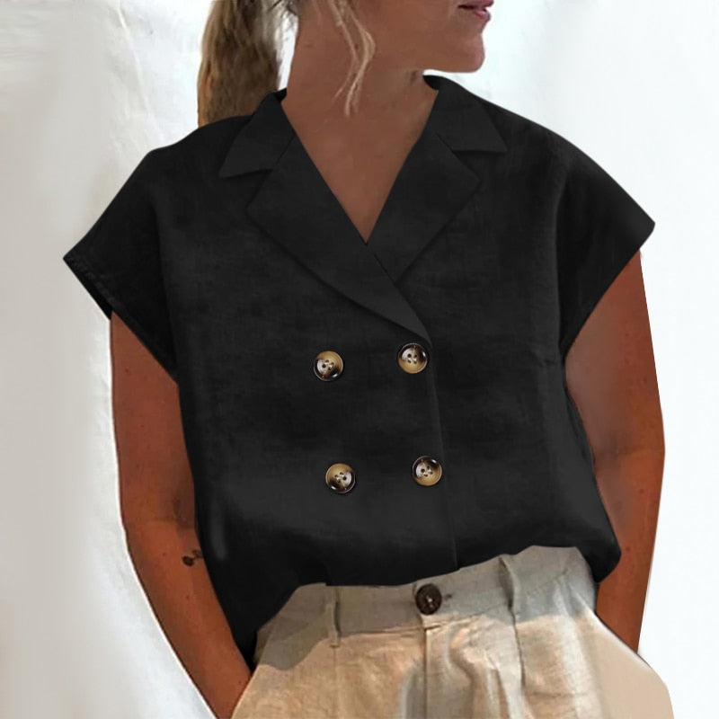 Women's Summer Fashion Cotton Linen Lightweight Casual Chic Tunic Tops - Collection 2 (11 Styles)