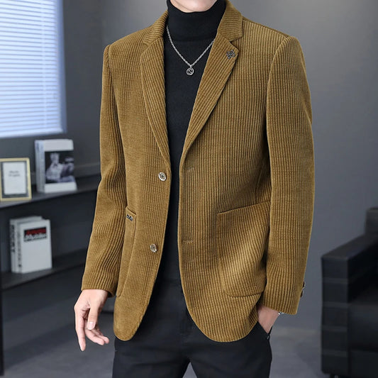 High Quality Men's Blazer: Korean Fashion Trend for Casual Business and Elite Gatherings - Best Man Gentleman Suit Jacket, Available in 2 Colors