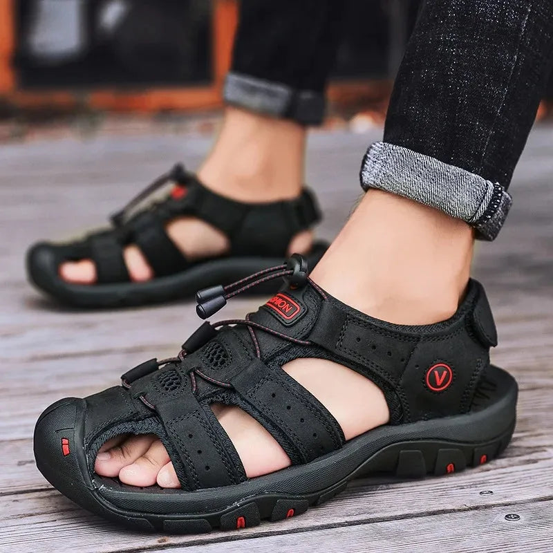 2024 Leather Men Shoes Summer New Large Size Men's Sandals Men Sandals Fashion Sandals Slippers Big Size 38-47 