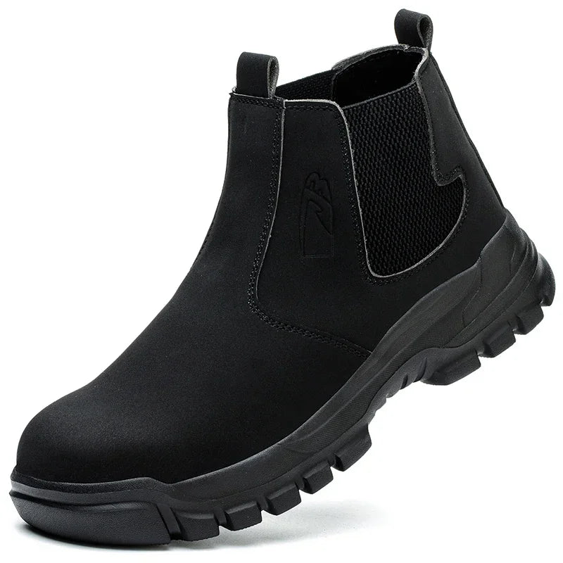 Waterproof Safety Wrok Boots For Men Steel Toe Cap Lightweight Indestructible Industry Chelsea Boots Puncture-Proof Footwear