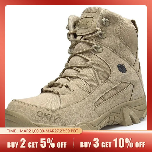 Men's Tactical Boots: Army Military Desert Waterproof Work Safety Shoes - Climbing Hiking Ankle Outdoor Boots for Men, Available in 2 Colors