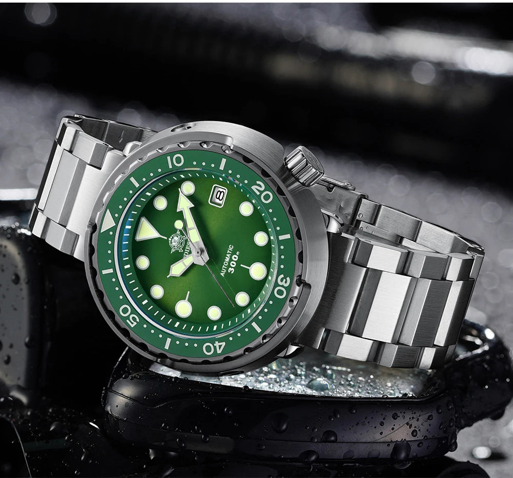 ADDIESDIVE Automatic Mechanical Watch Male American Stainless Steel Scratch Proof Waterproof Diving Watch Business Leisure Watch