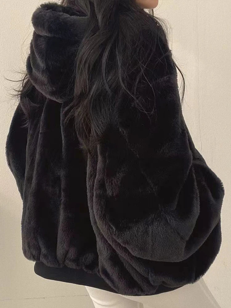 Women's Oversize Hooded Coats: Double-Sided Winter Warm Thickened Jackets - Vintage Cashmere Fluffy Outerwear, Available in 3 Colors