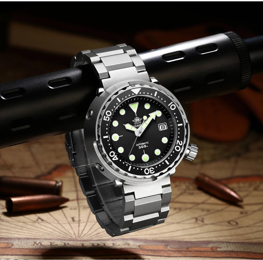 ADDIESDIVE Automatic Mechanical Watch Male American Stainless Steel Scratch Proof Waterproof Diving Watch Business Leisure Watch