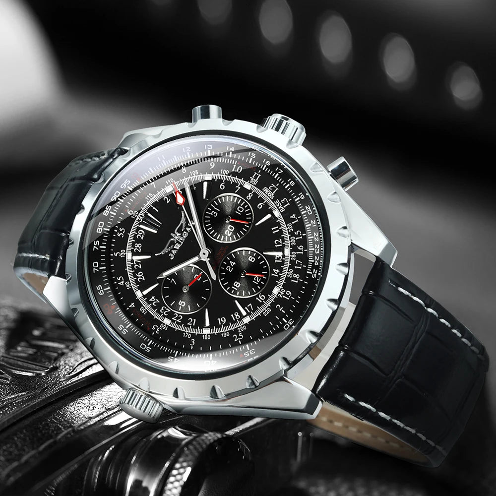 JARAGAR Sports Mens Watches Top Brand Luxury Automatic Mechanical Watch for Men Silver Stainless Steel Strap Military Wristwatch