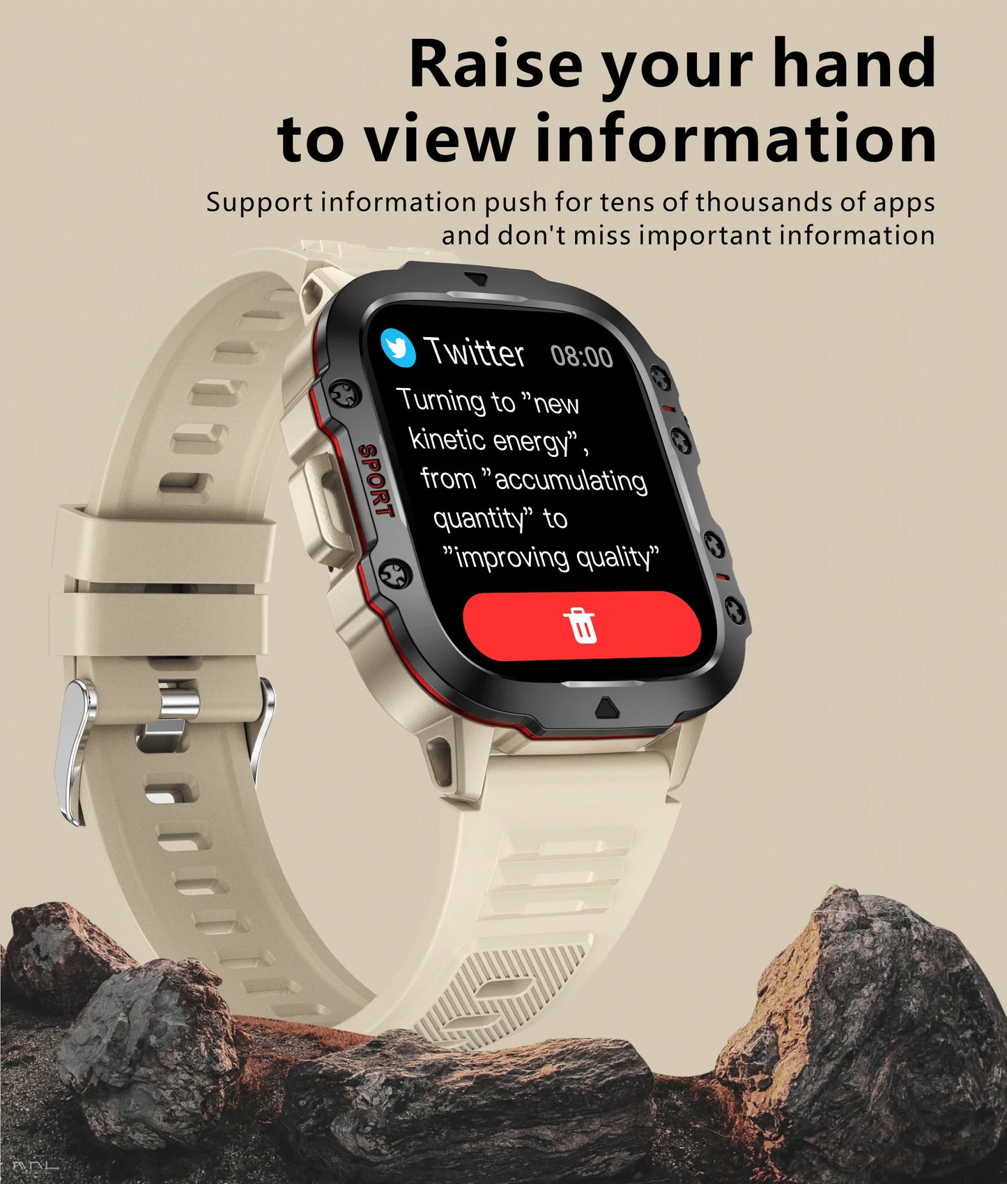 Military Smart Watch for Men: IP68 5ATM Waterproof, Outdoor Sports Fitness Tracker, 1.96" Screen, Bluetooth Call, Health Monitor