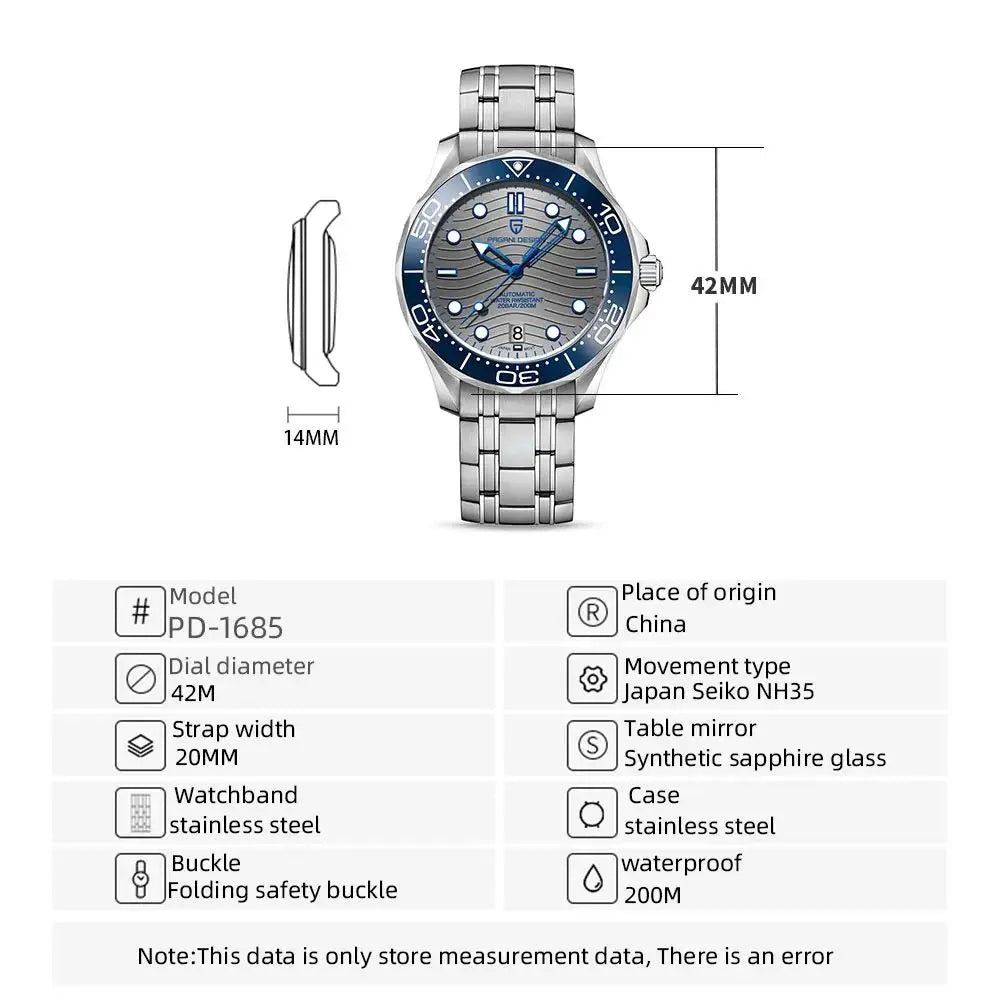 2024 New PAGANI DESIGN PD1685 Men's Watches Mechanical Wristwatch For Men Automatic Watch Men Japan NH35A 20Bar Waterproof Clock