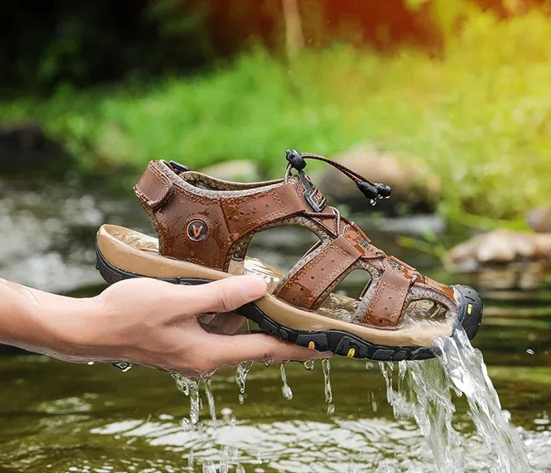 2024 Leather Men Shoes Summer New Large Size Men's Sandals Men Sandals Fashion Sandals Slippers Big Size 38-47 