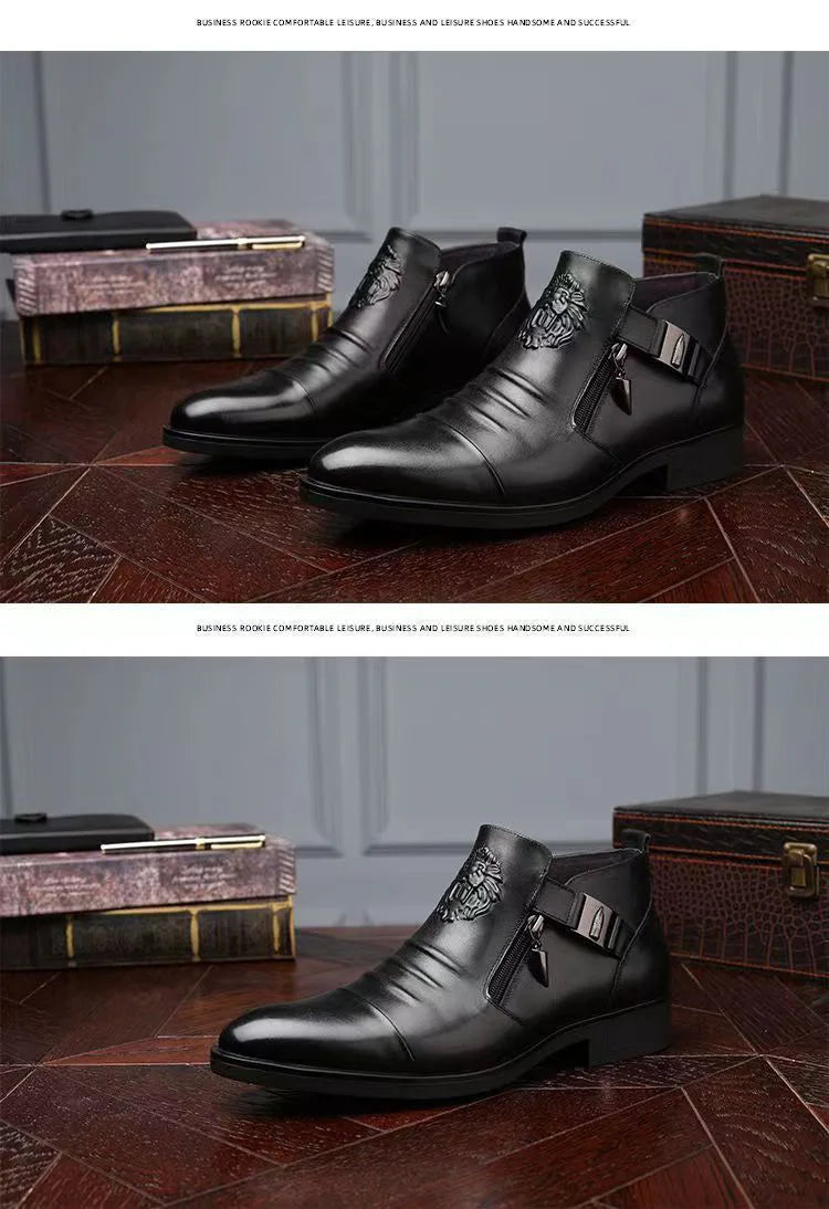 Autumn High Quality Men Ankle Boots Plus Size 48 Male Dress Boots Pointed Toe Business Casual Leather Shoes Men Chelsea Boots