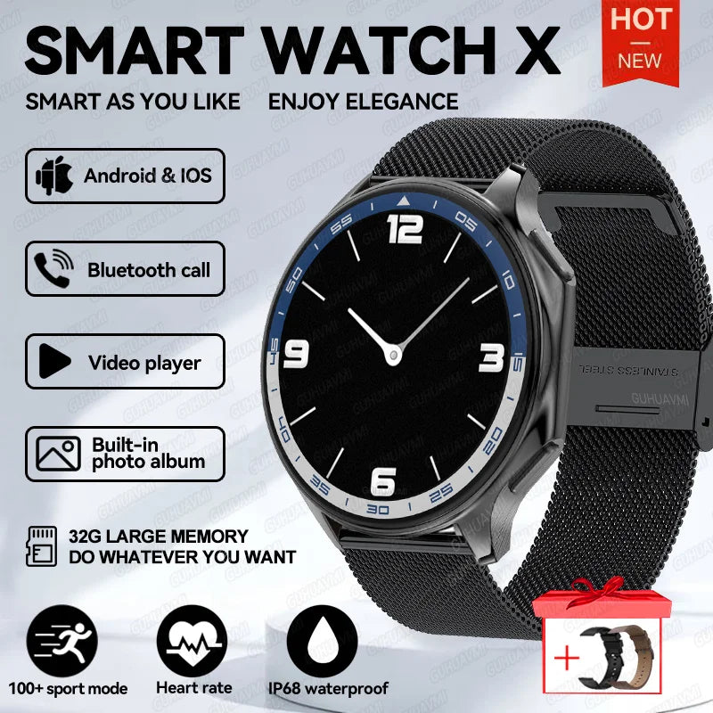 2024 New For OPPO Watch X Smart Watch 4G Memory Music Video Bluetooth Call IP68 Waterproof AMOLED Smartwatch For TWS Earphones 