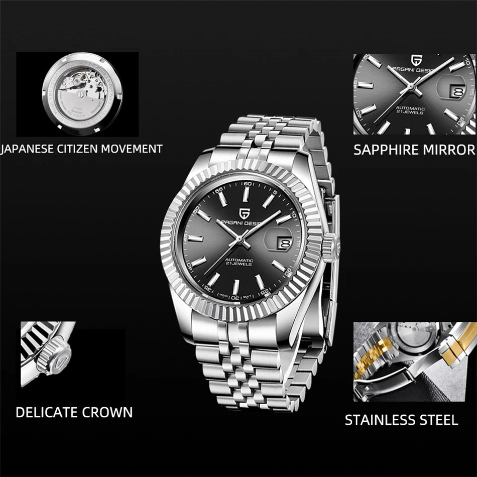 PAGANI DESIGN 2024 New 40MM Men NH35 Mechanical Watches Top Luxury Automatic Watch Sport Stainless Steel Waterproof Men Watches
