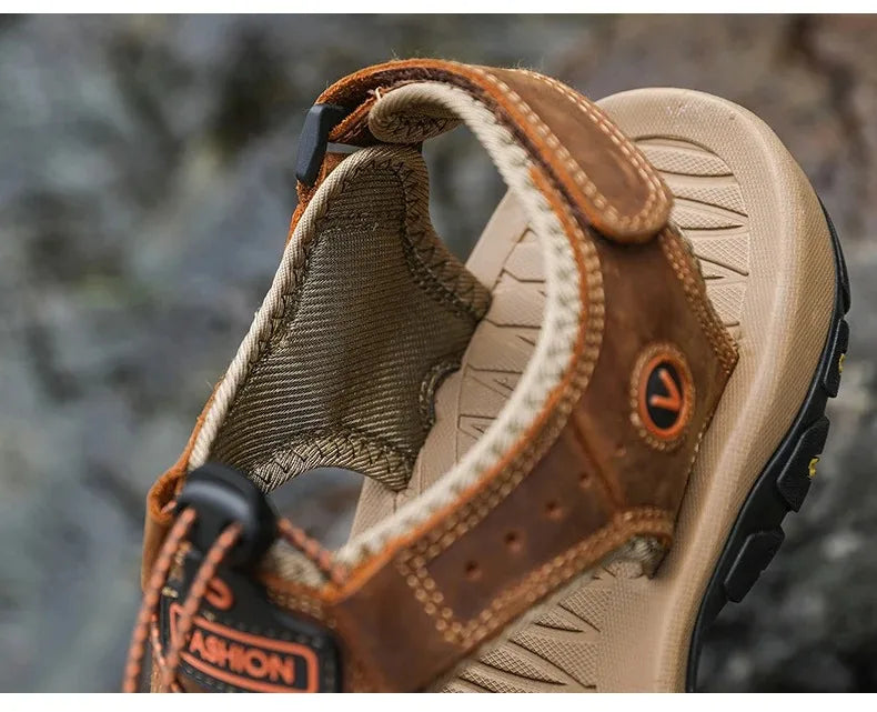 2024 Leather Men Shoes Summer New Large Size Men's Sandals Men Sandals Fashion Sandals Slippers Big Size 38-47 