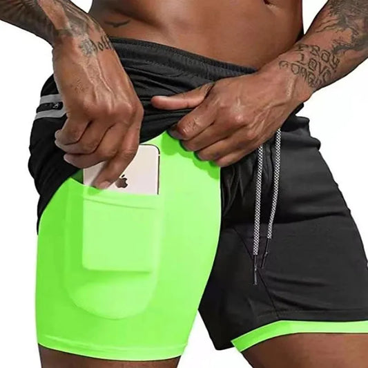 Men's Double-deck Running Shorts: 2 in 1 Beach Bottoms for Summer Gym Fitness - Available in 17 Colors