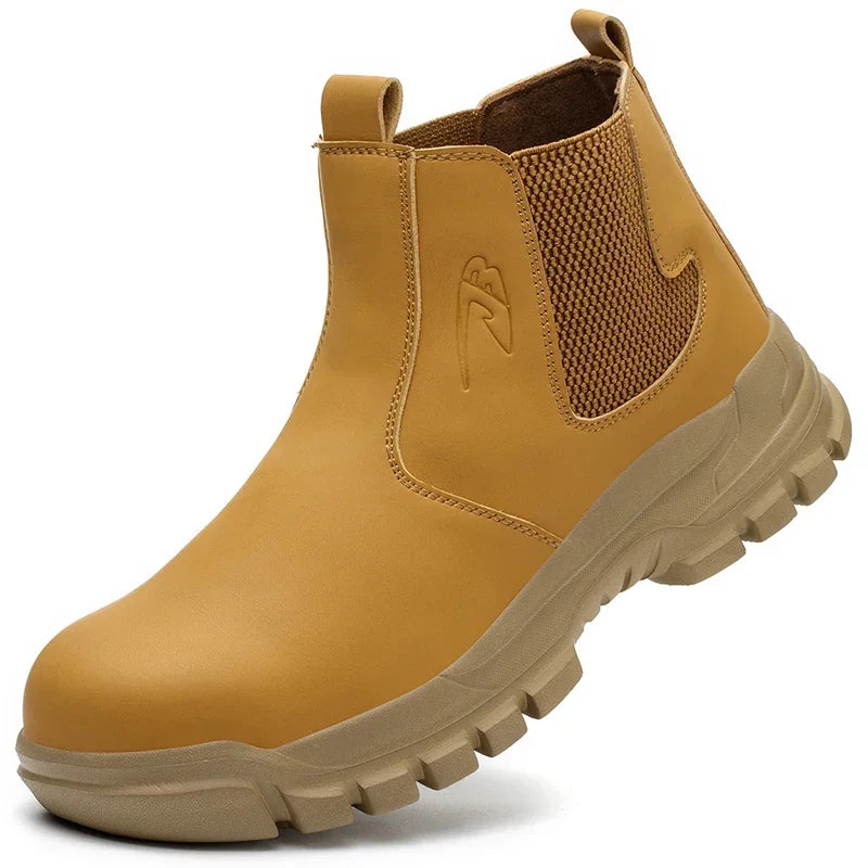 Waterproof Safety Wrok Boots For Men Steel Toe Cap Lightweight Indestructible Industry Chelsea Boots Puncture-Proof Footwear
