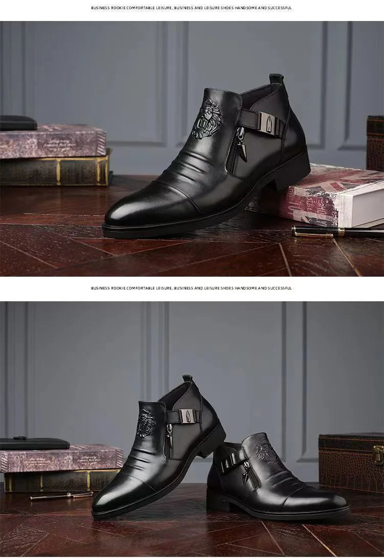 Autumn High Quality Men Ankle Boots Plus Size 48 Male Dress Boots Pointed Toe Business Casual Leather Shoes Men Chelsea Boots