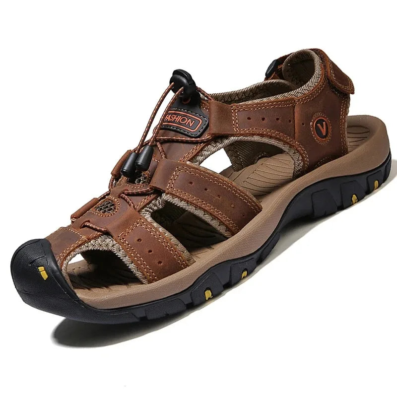 2024 Leather Men Shoes Summer New Large Size Men's Sandals Men Sandals Fashion Sandals Slippers Big Size 38-47 