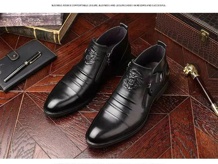 Autumn High Quality Men Ankle Boots Plus Size 48 Male Dress Boots Pointed Toe Business Casual Leather Shoes Men Chelsea Boots