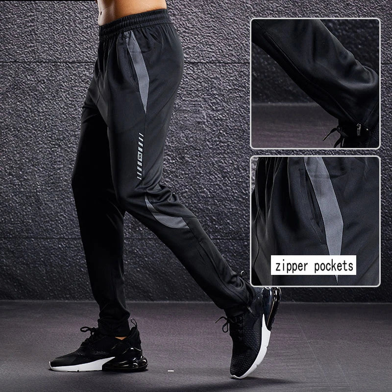 Men Sport Pants Running Pants With Zipper Pockets Soccer Training Jogging Sports Trousers Fitness Football Leggings Sweatpants - Available in 6 Colors