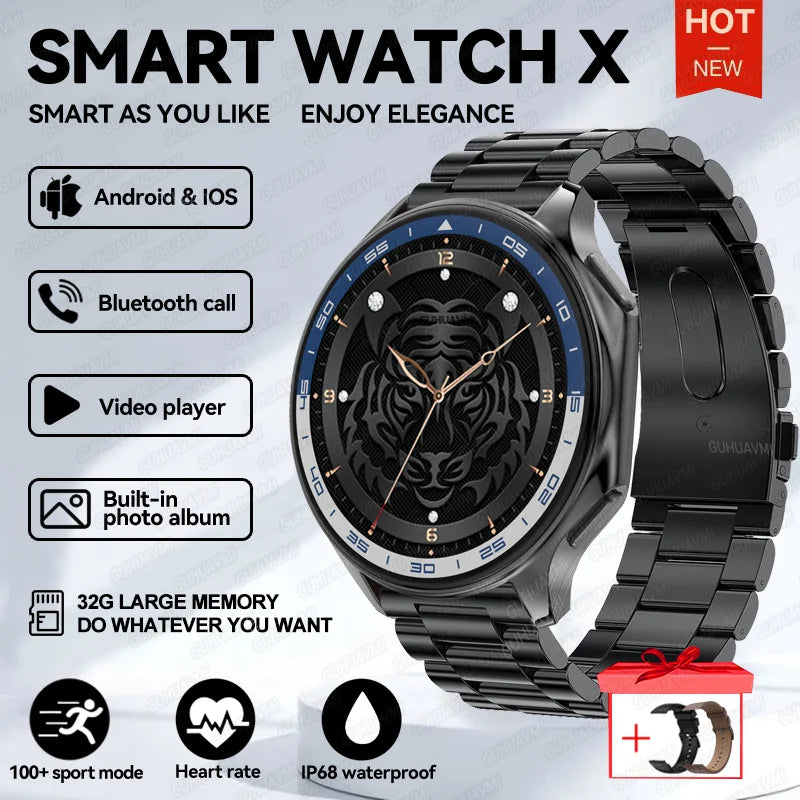 2024 New For OPPO Watch X Smart Watch 4G Memory Music Video Bluetooth Call IP68 Waterproof AMOLED Smartwatch For TWS Earphones 