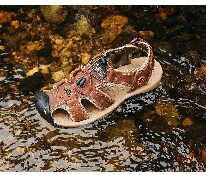 2024 Leather Men Shoes Summer New Large Size Men's Sandals Men Sandals Fashion Sandals Slippers Big Size 38-47 