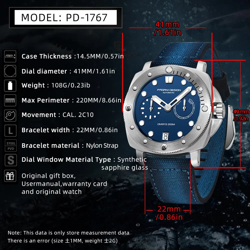 2023 PAGANI DESIGN New Fashion And High-end Men Mechanical Wristwatch Stainless Steel Sapphire Glass 20Bar Waterproof Men Watch