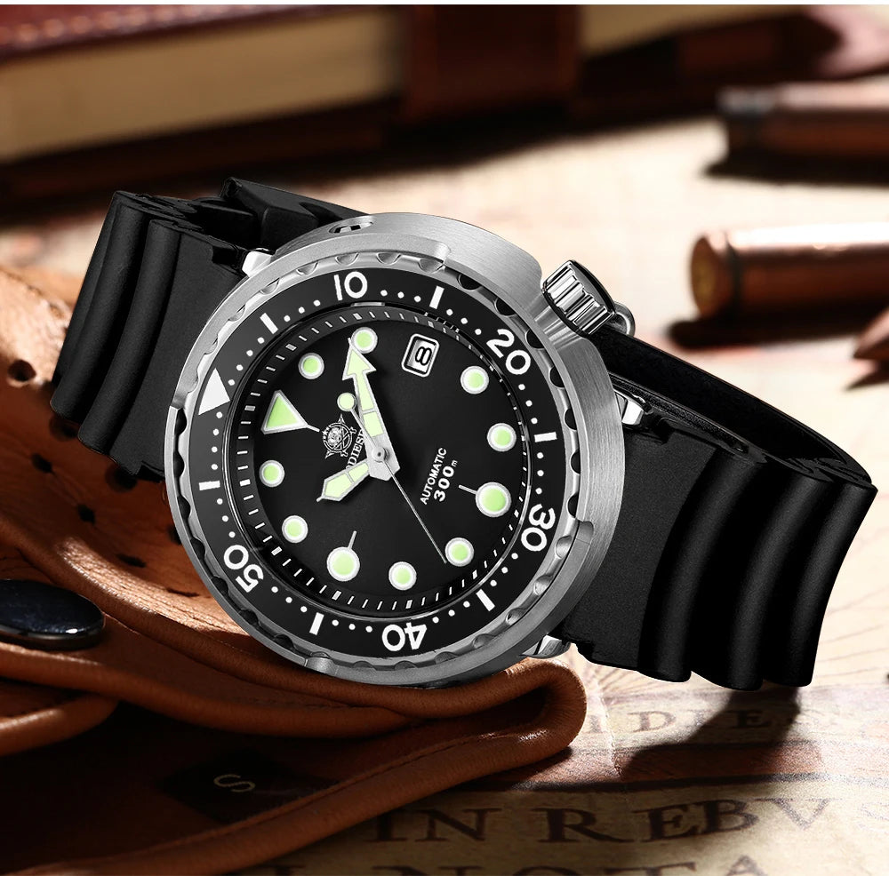 ADDIESDIVE Automatic Mechanical Watch Male American Stainless Steel Scratch Proof Waterproof Diving Watch Business Leisure Watch