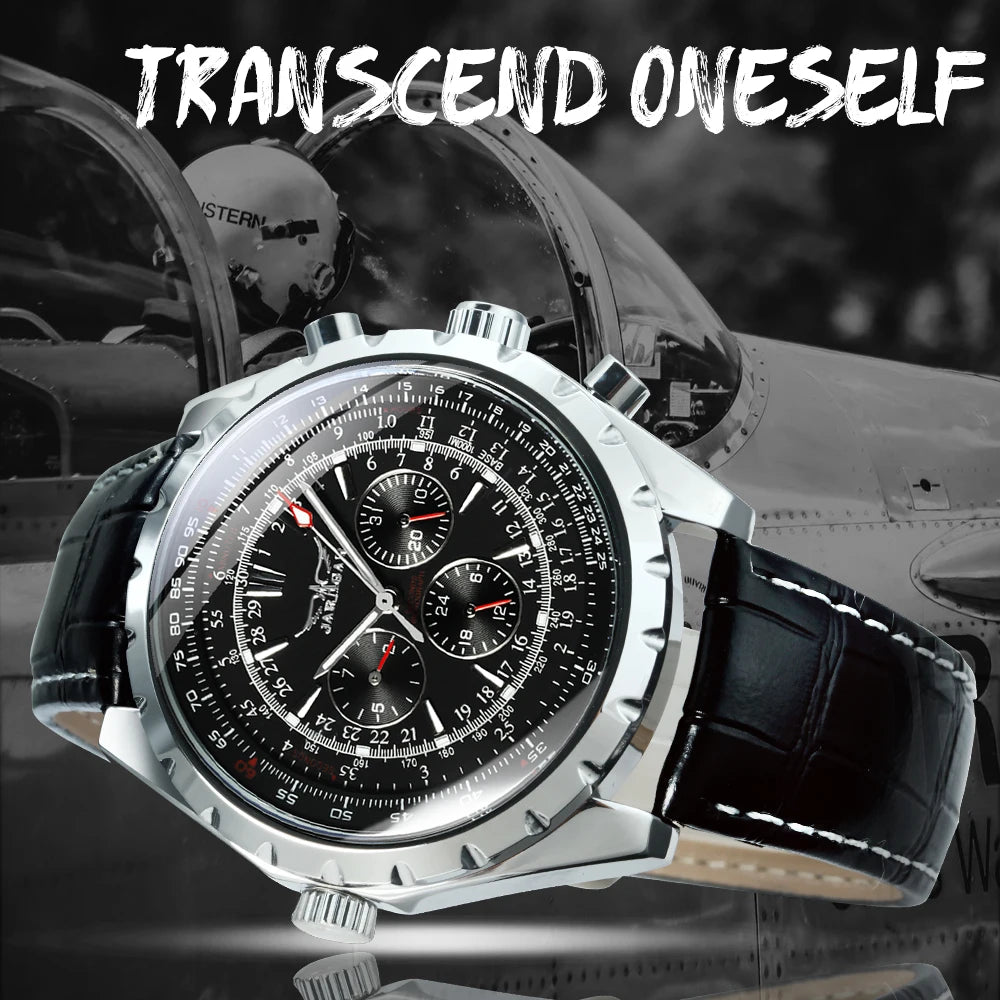 JARAGAR Sports Mens Watches Top Brand Luxury Automatic Mechanical Watch for Men Silver Stainless Steel Strap Military Wristwatch