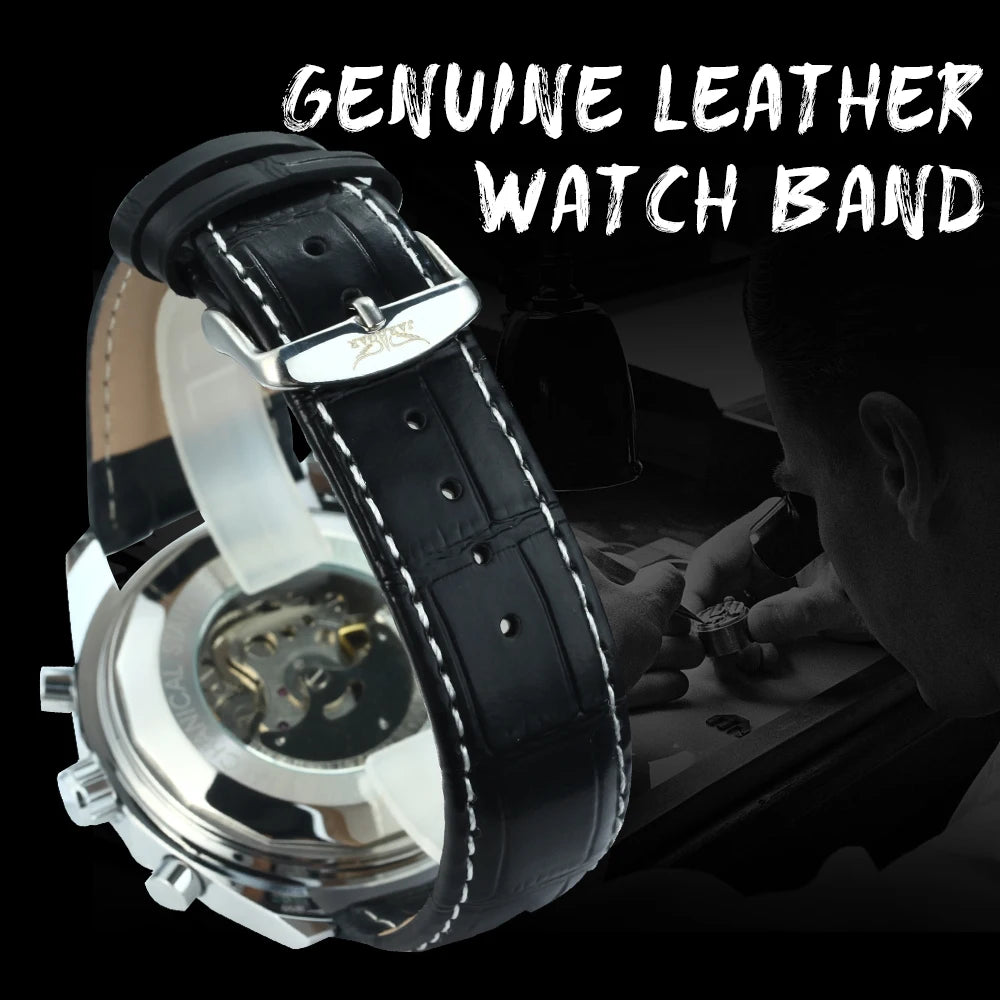 JARAGAR Sports Mens Watches Top Brand Luxury Automatic Mechanical Watch for Men Silver Stainless Steel Strap Military Wristwatch